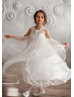 Ivory Lace Tulle Tea Length Flower Girl Dress